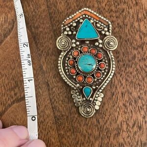silver and turquoise intricate pendant
